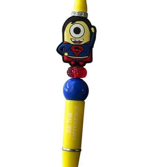 Despicable Me Minion Superman “Be the Difference” Yellow Beaded Silicone Pen - Picture 7 of 9